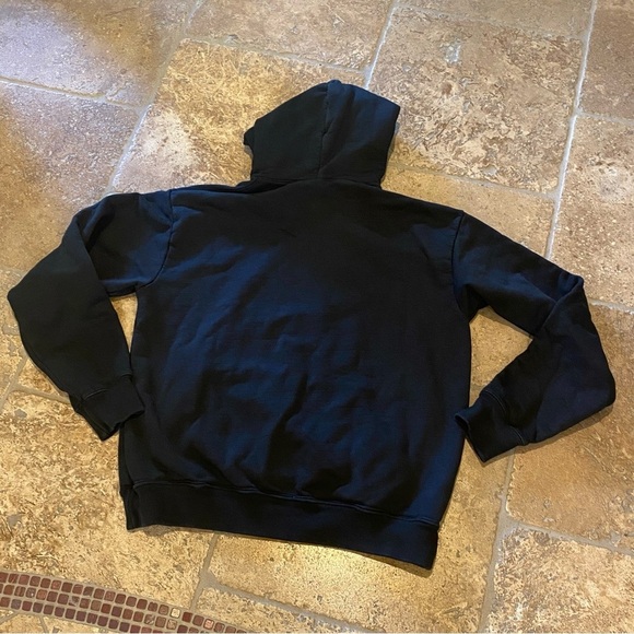 Black Rosary Necklace Embroidery Thick Heavy Hoodie Sweatshirt Size Large-Unisex - Picture 4 of 5